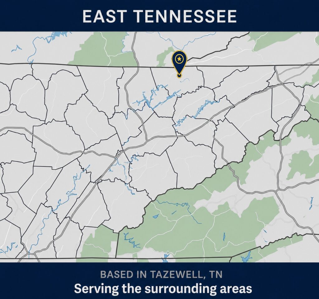 Map of East Tennessee showing the counties served